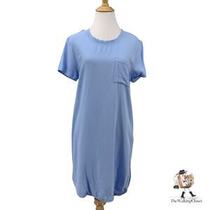 Splendid Pocket Tee Shift Dress Womens S Small Candy Blue Short Sleeve Shirttail
